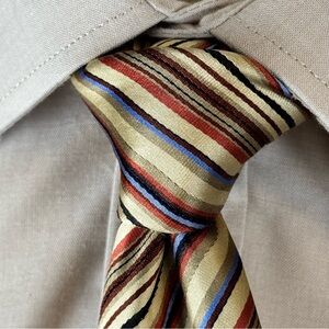 BCBG Attitude Men’s Necktie Multicolor Striped 100% Silk Hand Sewn Tie